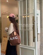 9class ins博主同款APC字母简约灯芯绒单肩帆布包 日常百搭购物袋