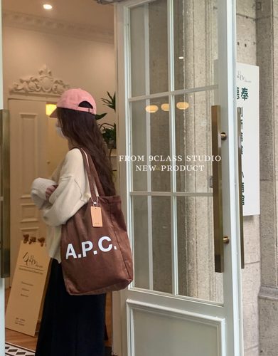 9class灯芯绒帆布包APC字母