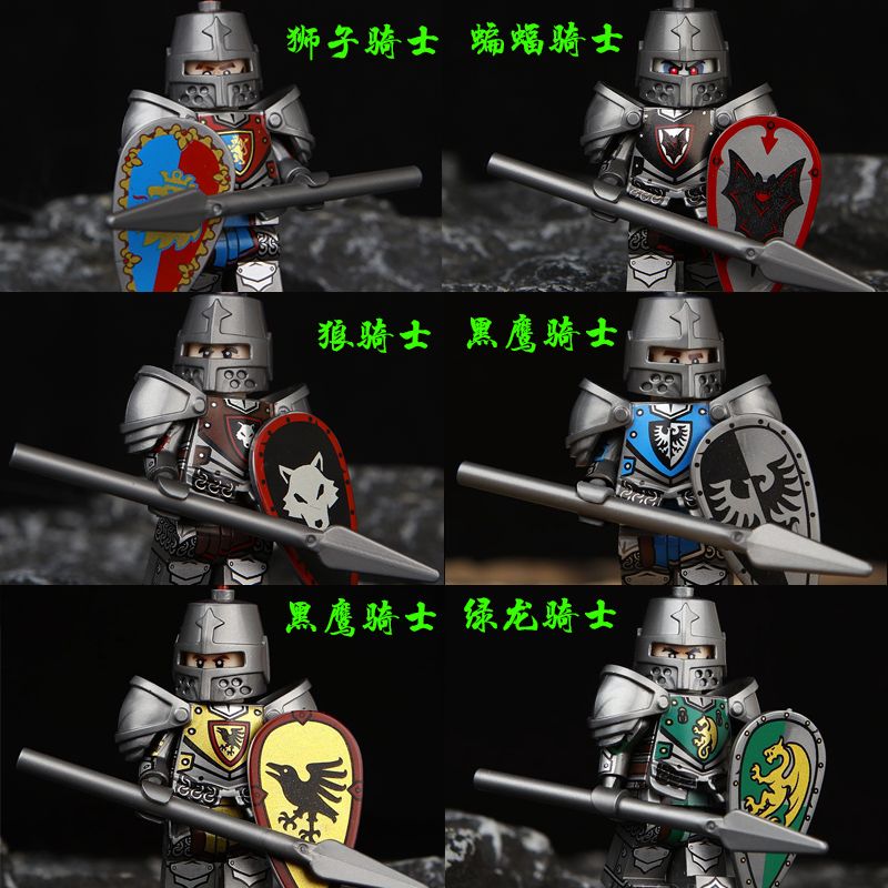 狮王城堡系列罗马骑士人仔军团军事战争马匹士兵拼装积木玩具