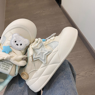 品牌国潮小众原创丑萌大头厚底帆布鞋女2026新款春季百搭学生板鞋