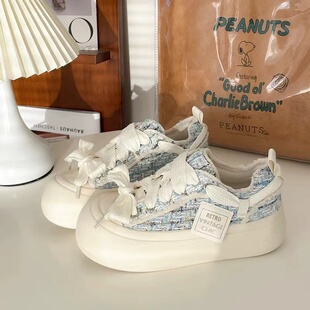 美拉德小香风大头面包鞋女2026春季新款韩版百搭休闲板鞋帆布鞋女