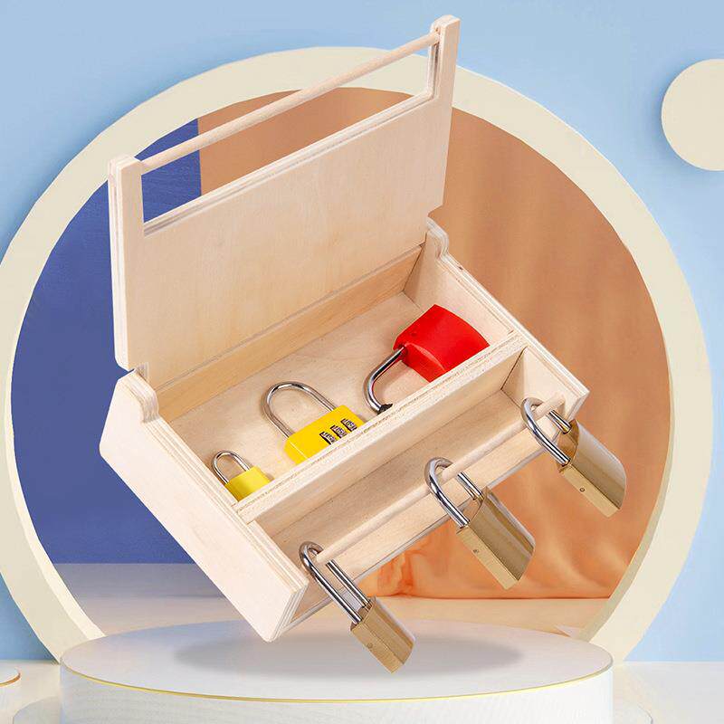 蒙氏儿童早教益智木制开锁盒专注力训练教具玩具生活趣味亲子游戏