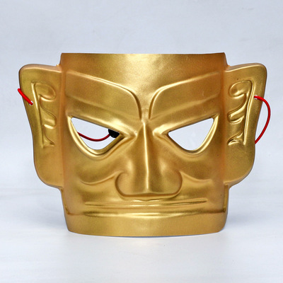 黄金三星堆网红全脸成人男古表演万圣节国风搞怪银色舞会派对面具