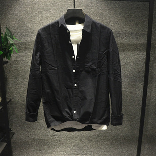 美式 man潮牌超舒适全棉百搭免烫衬衫 男士 纯色休闲衬衣 合体修身