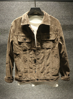 Hi man高端纯棉灯芯绒面料潮流青年工装外套男士复古百搭秋装夹克