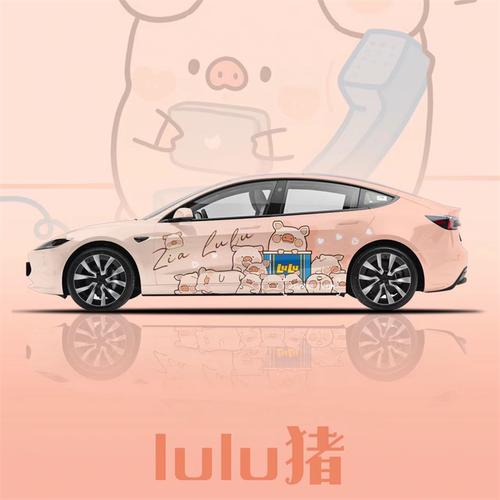 适用特斯拉Model3车贴拉花 ModelY 极氪001卡通lulu猪车身贴纸
