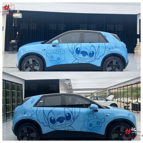 萤火虫 史迪仔车贴拉花五菱宏光MINI吉利星愿零跑T03车身卡通贴纸