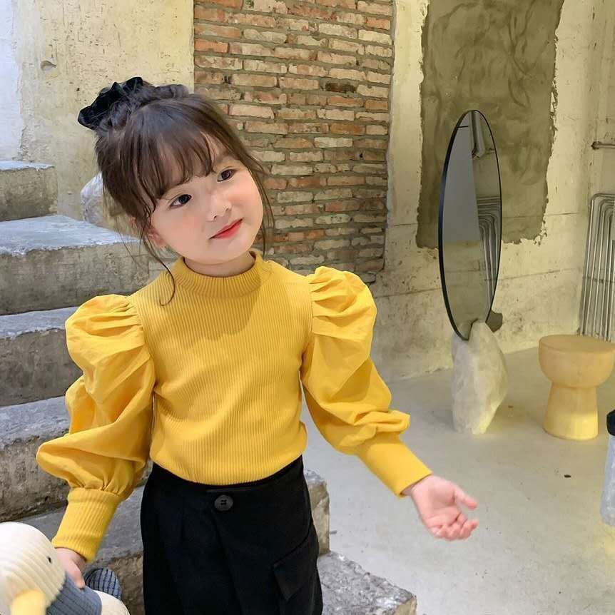 2026女童打底衫春秋新款时尚洋气女童内搭T恤韩版休闲上衣泡泡袖