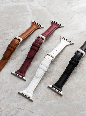 牛皮柔软小蛮腰皮质细款苹果表带适于iwatch7123456se