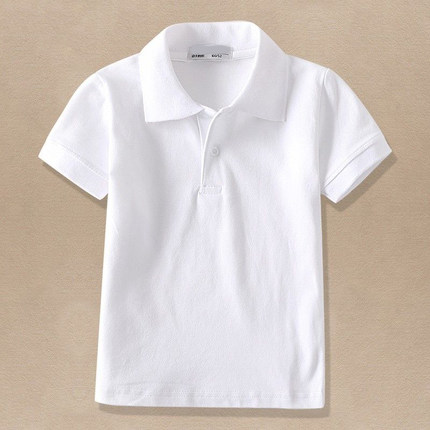 白色夏季纯棉短袖校服男女童polo衫中小学生浅蓝色班服毕业演出服