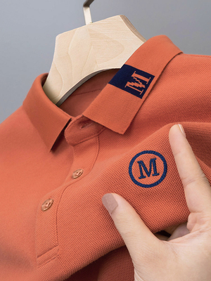 夏季男士短袖T恤翻领高端刺绣外贸原单纯棉POLO衫宽松休闲上衣潮