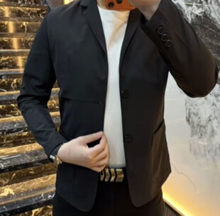 男士春秋立领休闲西装外套2026新款潮流百搭青年流行气质西服夹克