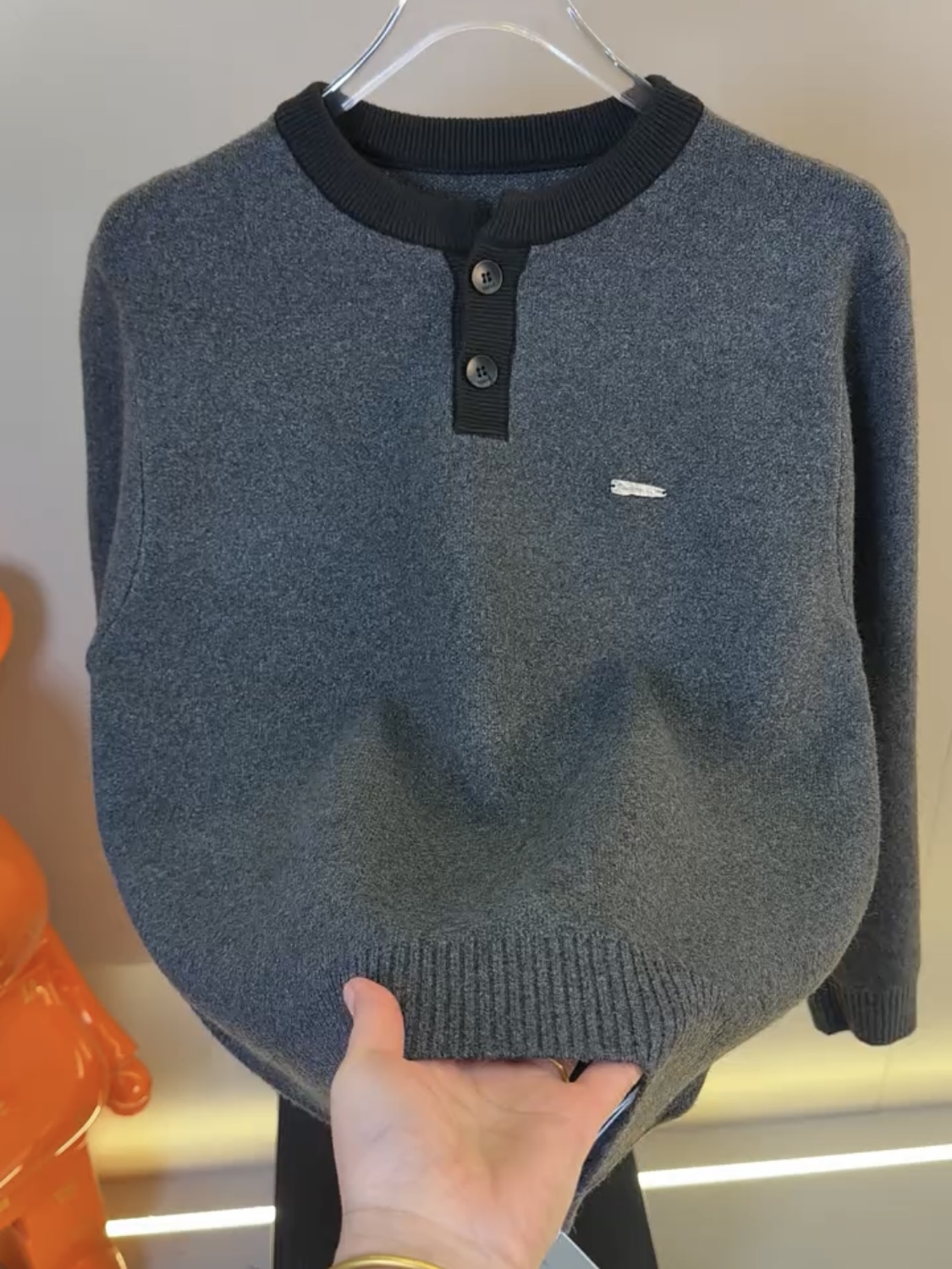 冬季男士潮流百搭半开领长袖毛衣