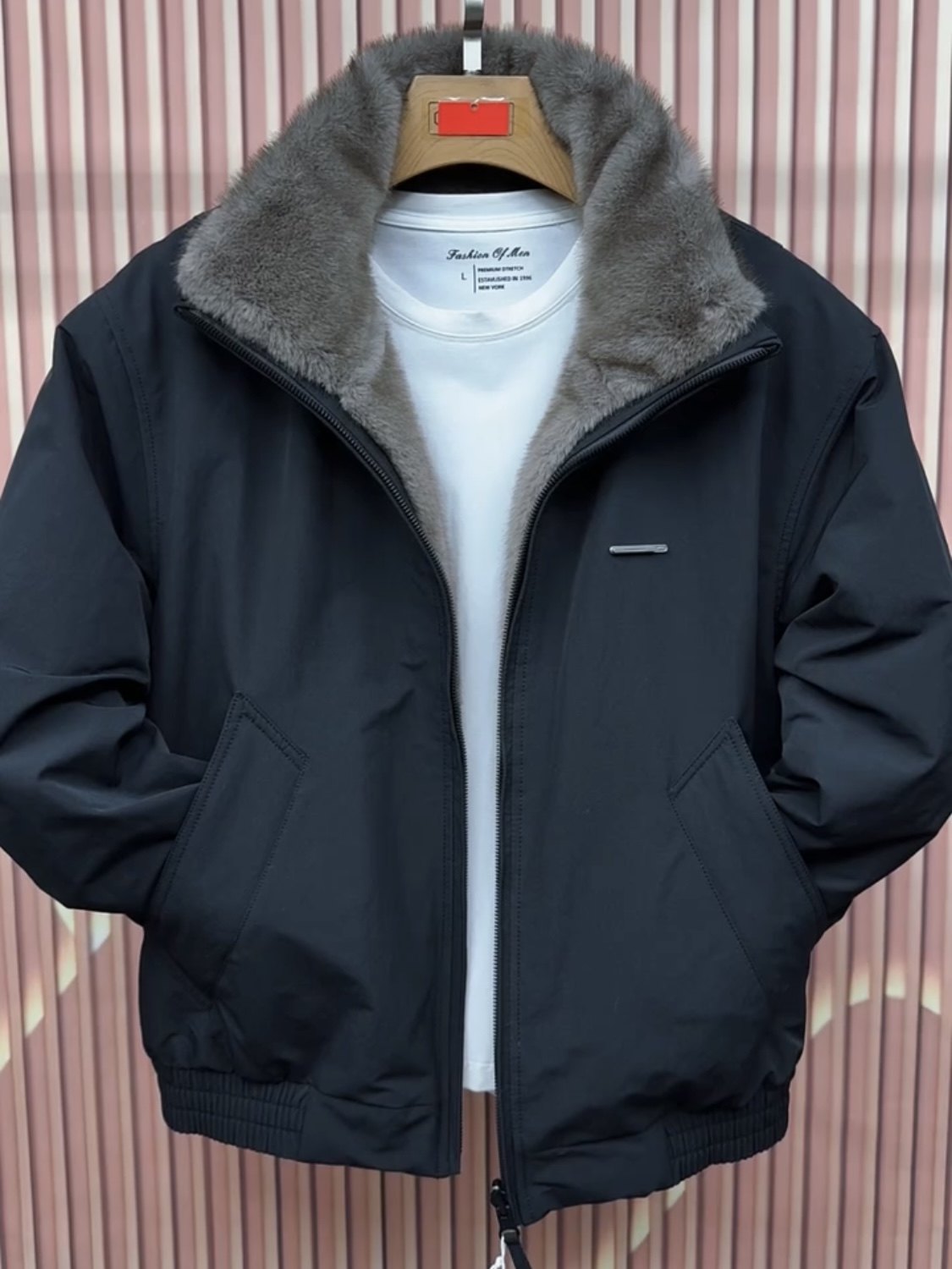 春季男士立领双面加绒夹克2026新款时尚潮流百搭休闲青年保暖外套,男装,棉衣,淘宝优惠券,粉丝福利购,淘宝优惠卷