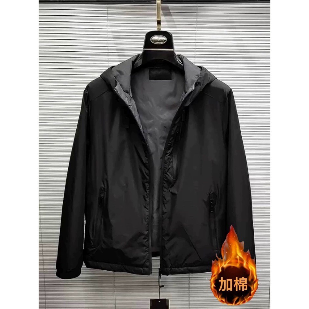 2025欧货冬季新款男士连帽薄棉夹克韩版青年上衣立领舒适气质外套