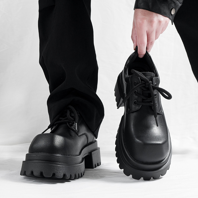厚底德比鞋男高级感正装英伦通勤百搭增高皮鞋冬季新款大头潮鞋子