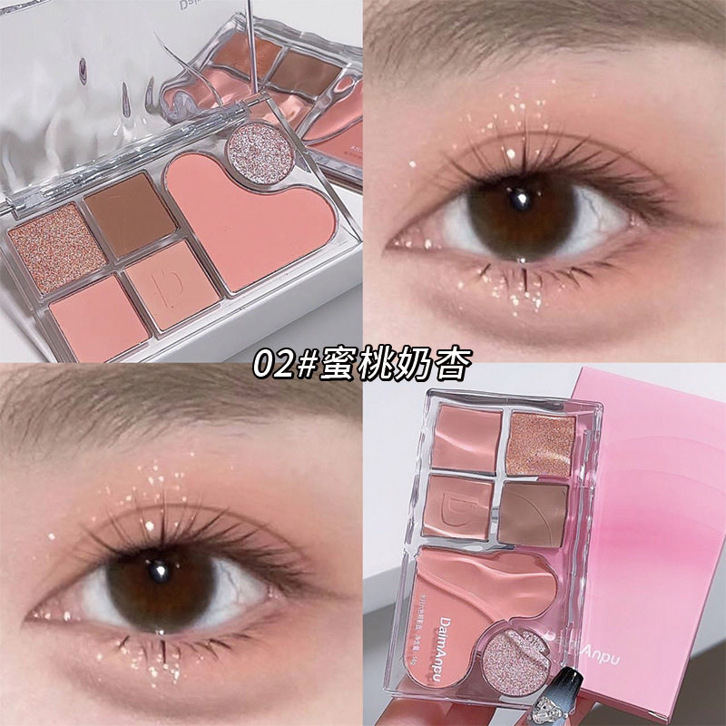 水月六色眼影盘哑光细闪粉色系细腻不易飞粉学生日常淡妆平价眼影