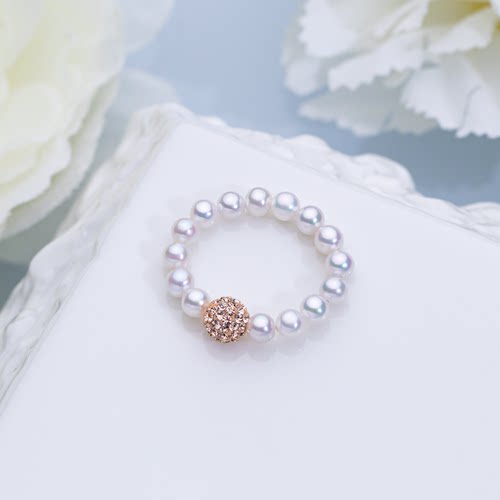 “水蜜桃微笑”淡水珍珠戒指4-4.5mm 2550H00DY