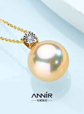 “日照金山”  正圆珍珠吊坠 18K金 13-14mm 1828H00DY