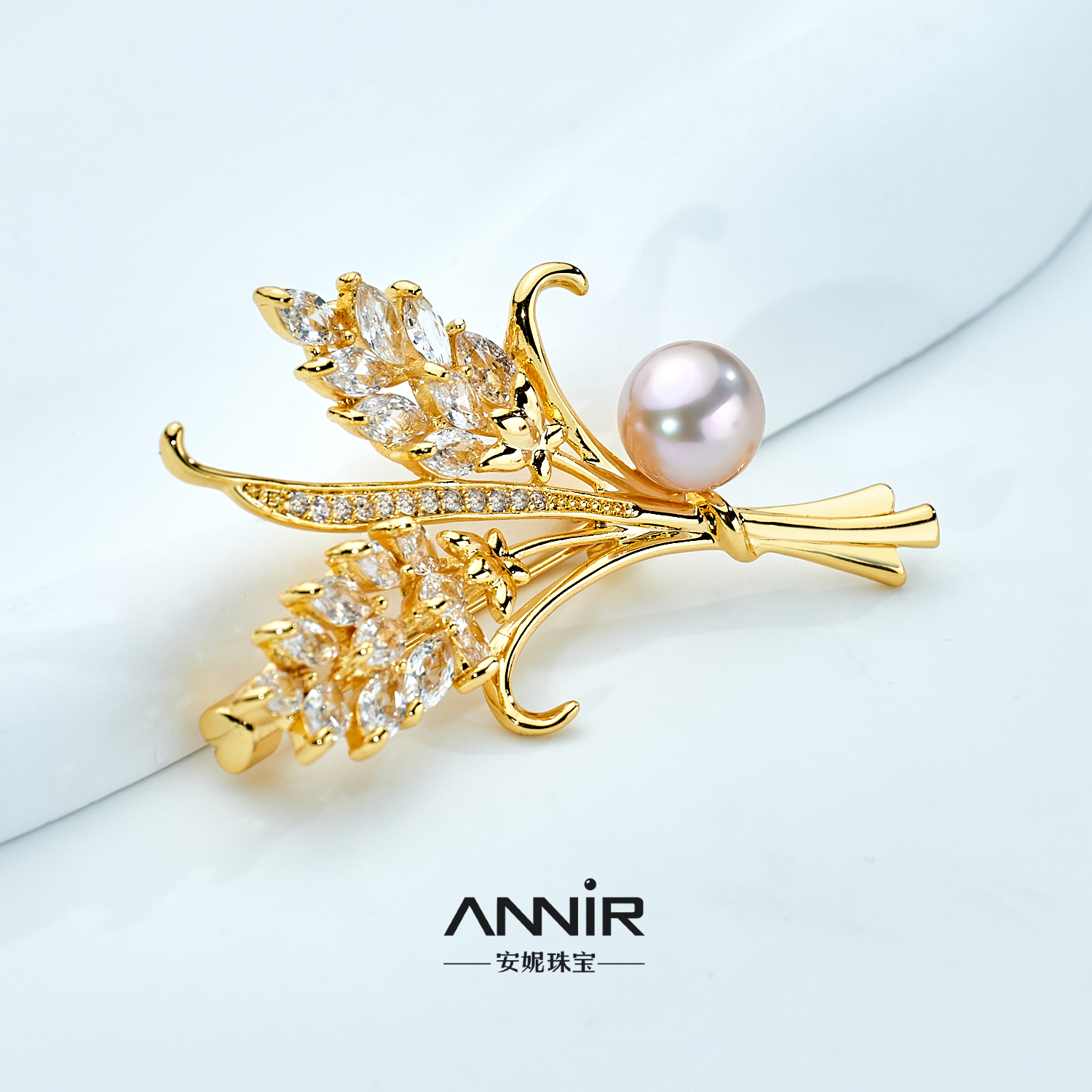 “麦穗”无核珍珠胸针 9-10mm 1910H00DY