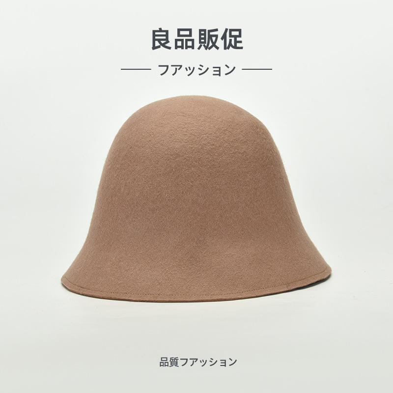 秋冬羊毛水桶帽复古针织渔夫帽