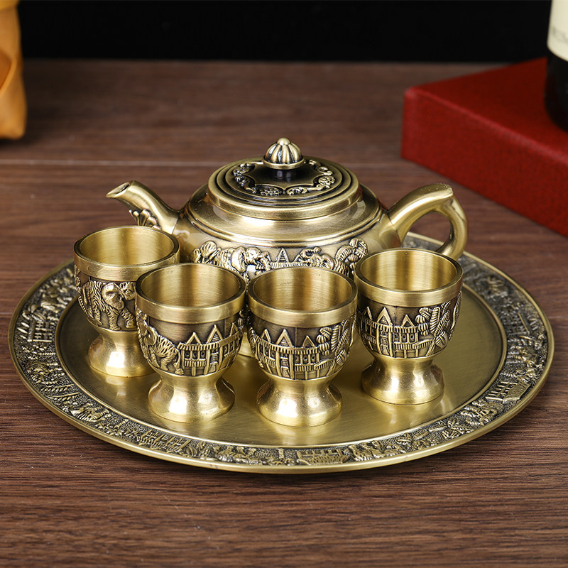 金属工艺创意复古风仿古大象酒具家用白酒套装家居装饰摆件礼品