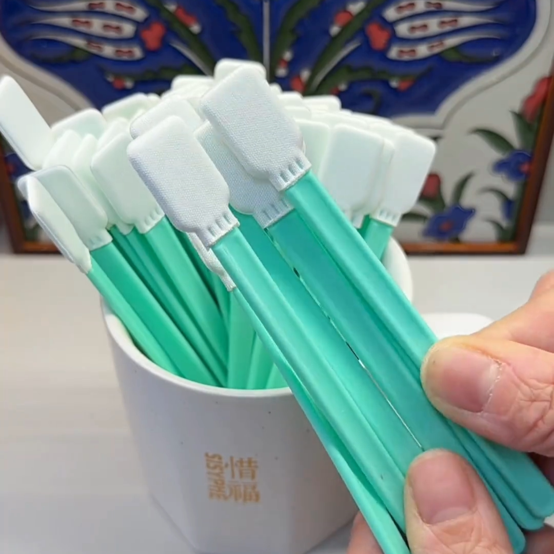 无尘净化棉签激光镜片工业用无尘布擦拭棒UV喷头清洁扁头海绵棉棒