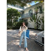 2026新款 四面弹春夏9分通勤直筒休闲牛仔裤 圣灵群岛海 张羞羞