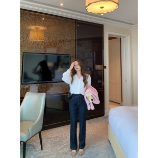 张羞羞 我的通勤搭子/仿牛仔裤窄版直筒休闲裤女秋季韩系通勤