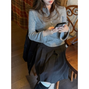 张羞羞 Grey/羊毛纽扣针织冬季百搭打底