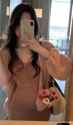 韩系修身针织吊带连衣裙