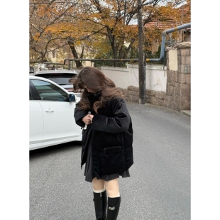 张羞羞 汉南洞时髦精/90白鸭绒高密丝绒韩系中长款羽绒服保暖外套