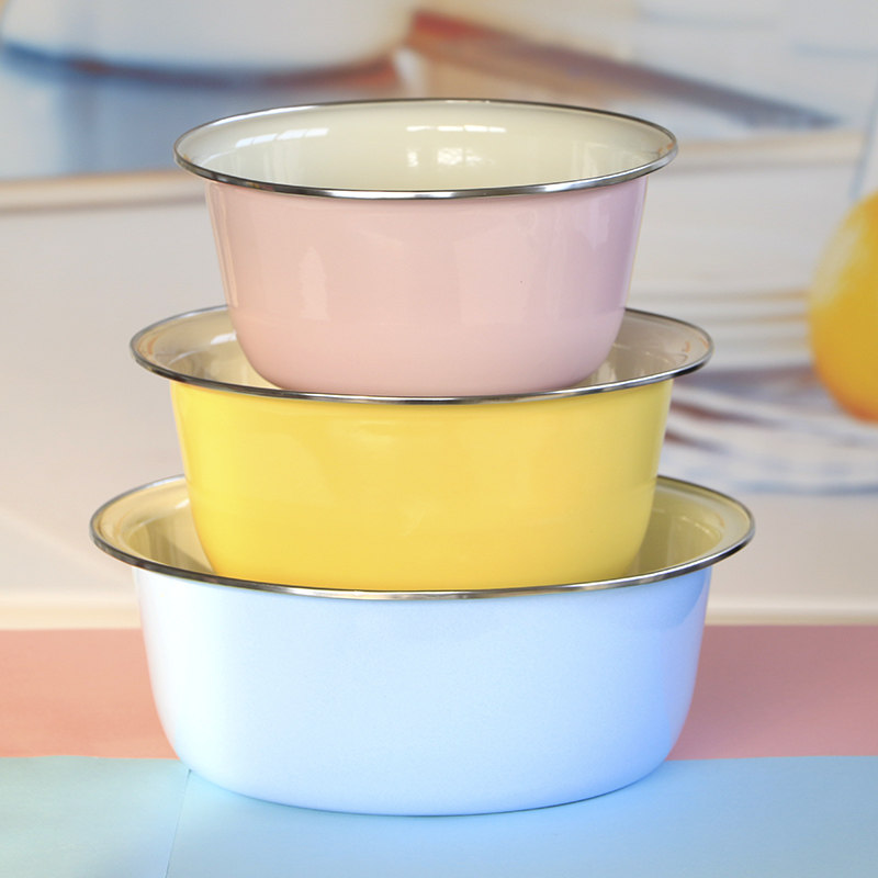 高级炫彩搪瓷盆马卡龙和面盆老式搪瓷大盆子家用厨房揉面盆洗菜盆,餐饮具,盆,淘宝优惠券,粉丝福利购,淘宝优惠卷