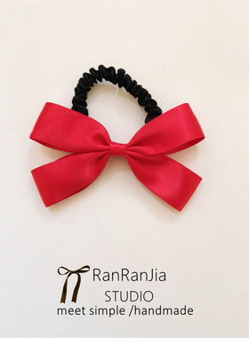 5件包邮 儿童发饰女孩头饰红色蝴蝶结发圈新年红大圈扎马尾橡皮筋