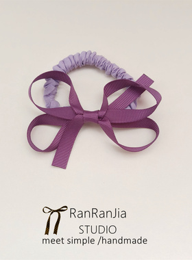 5件包邮 儿童发饰女孩头饰紫色蝴蝶结扎辫子橡皮筋彩色小肠圈发圈