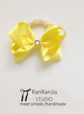 包邮儿童发饰女孩头饰奶黄色蝴蝶结扎辫子皮筋少女心发圈肠圈头绳