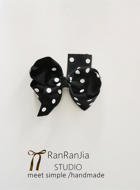 全店选5件包邮 儿童发饰女孩头饰黑色波点蝴蝶结发夹宝宝刘海边夹