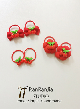 全店选5件包邮 儿童发饰女孩头饰红色樱桃系列发圈宝宝扎辫子皮筋