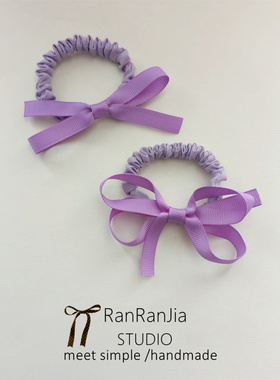5件包邮 儿童发饰女孩头饰紫色蝴蝶结发圈肠圈扎马尾橡皮筋小学生