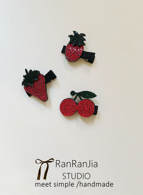 5件包邮 儿童发饰女孩头饰可爱红色水果樱桃草莓菠萝发夹刘海碎发