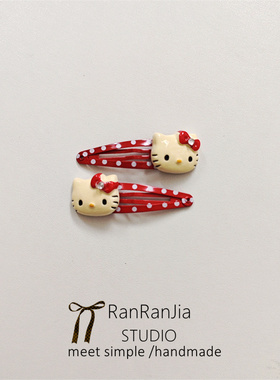 5件包邮儿童发饰女孩头饰可爱Kitty发绳小学生扎辫子皮筋红色BB夹