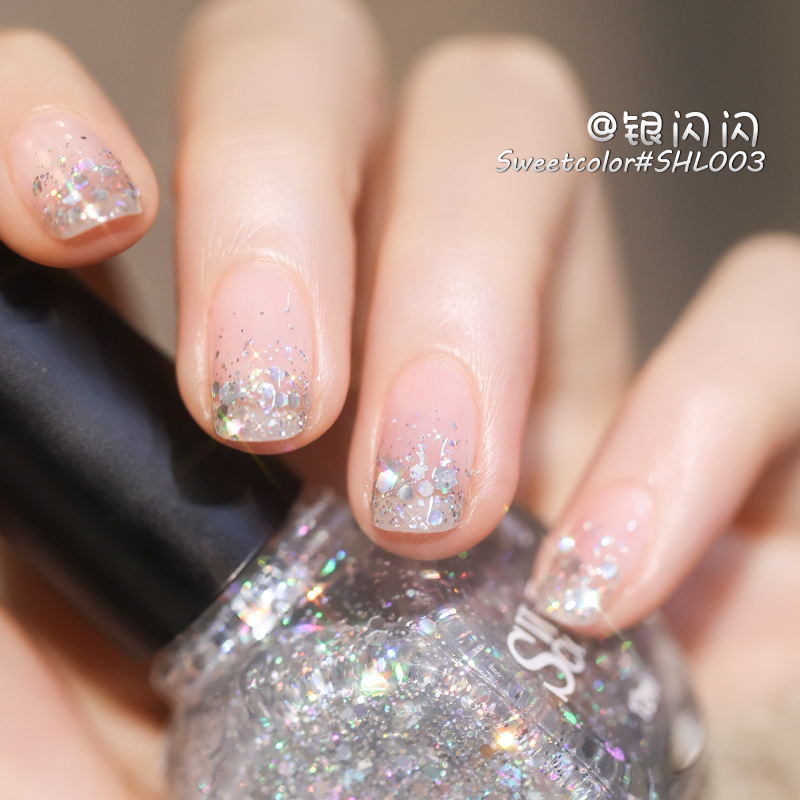 sc网红环保指甲油渐变美甲银色大亮片持久快干初学者学生免烤女