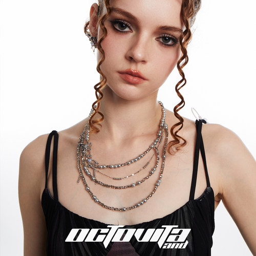 蝶跃原创设计项链水晶珠蝴蝶流苏