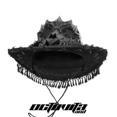 【岳岳同款】OCTO VITA原创魔女羽毛帽 骷髅面具哥特风牛仔帽