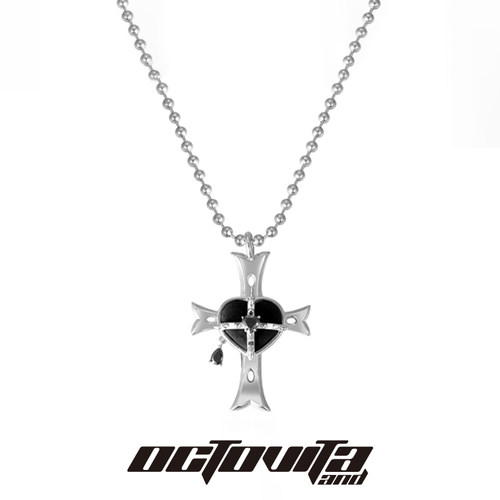 毛衣链黑心十字架项链