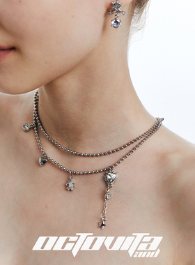 OCTOVITA锆石爱心星芒锁骨链