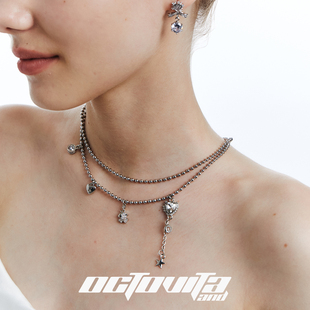 OCTO VITA华尔兹原创设计项链 爱心锆钻双层星芒高级感细珠锁骨链