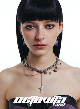 OCTO VITA紫薇星拼接原创项链 炫彩水晶珠星芒流苏多层个性锁骨链