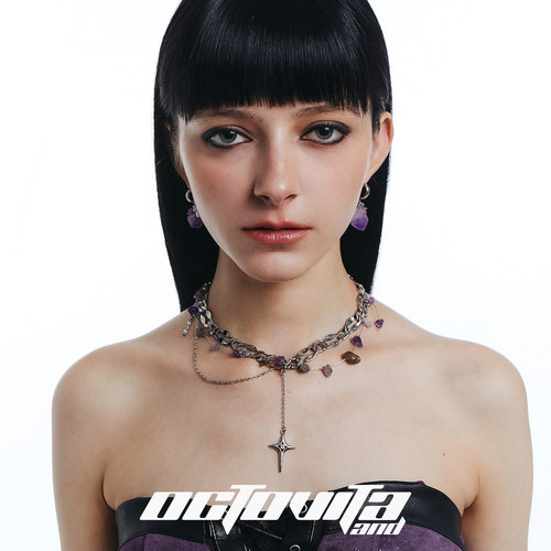 OCTO VITA紫薇星拼接原创项链 炫彩水晶珠星芒流苏多层个性锁骨链