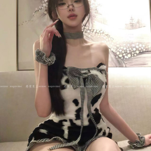 Sense性感奶牛款小熊连衣裙萌妹子包臀裙睡衣家居服可爱女仆睡裙